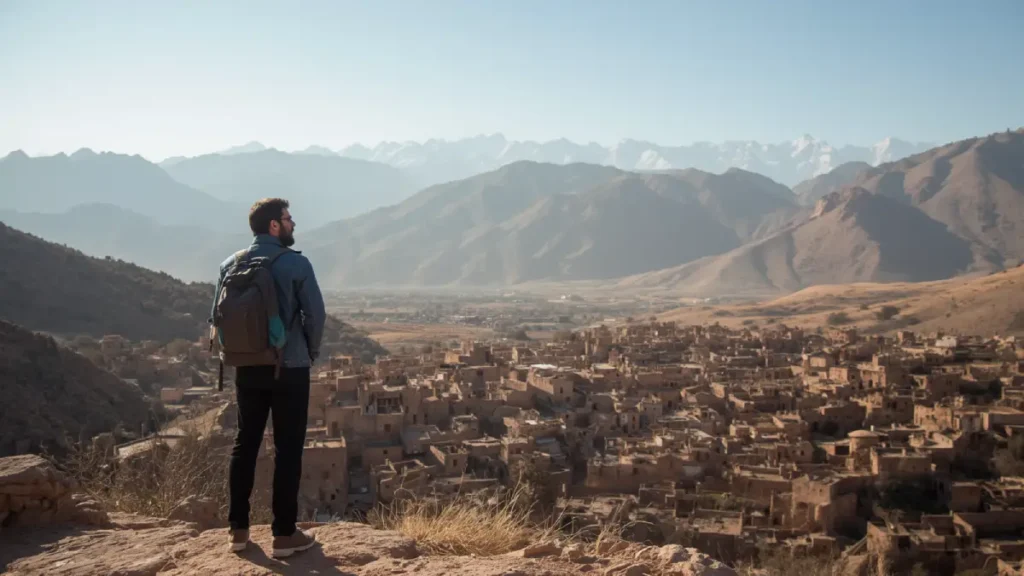 Snow‑capped peaks in the Atlas Mountains near Marrakech in winter