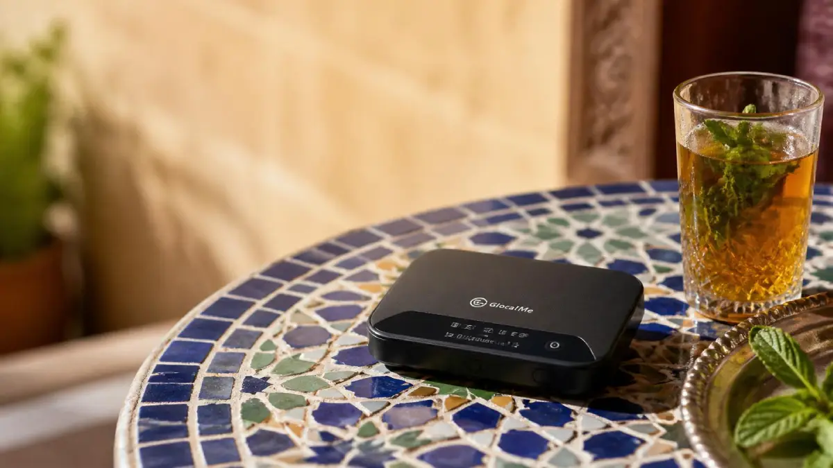 Best travel routers portable wifi Morocco 2026 next to mint tea