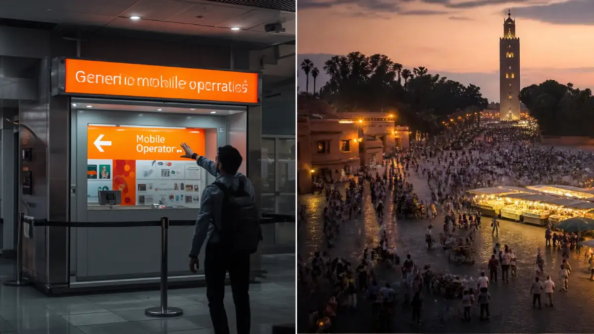 Traveler choosing between buying a SIM card at Casablanca airport or in the city in Morocco