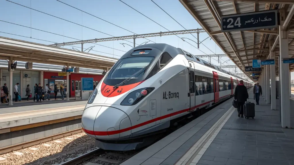 Al Boraq high-speed train in Morocco at station platform