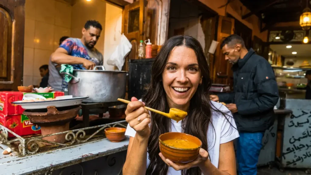 Hidden food alley in Marrakech medina on a guided food tour
