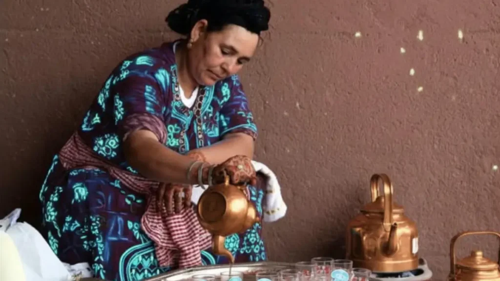 Moroccan mint tea ceremony during a Marrakech cooking class