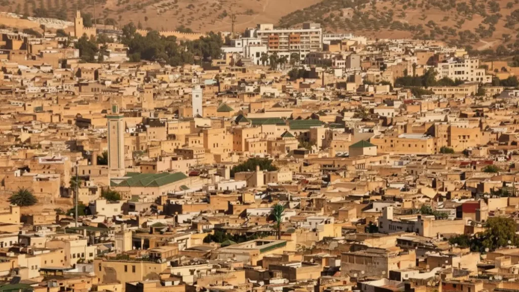Rooftop view of Fes medina from a riad in Morocco
