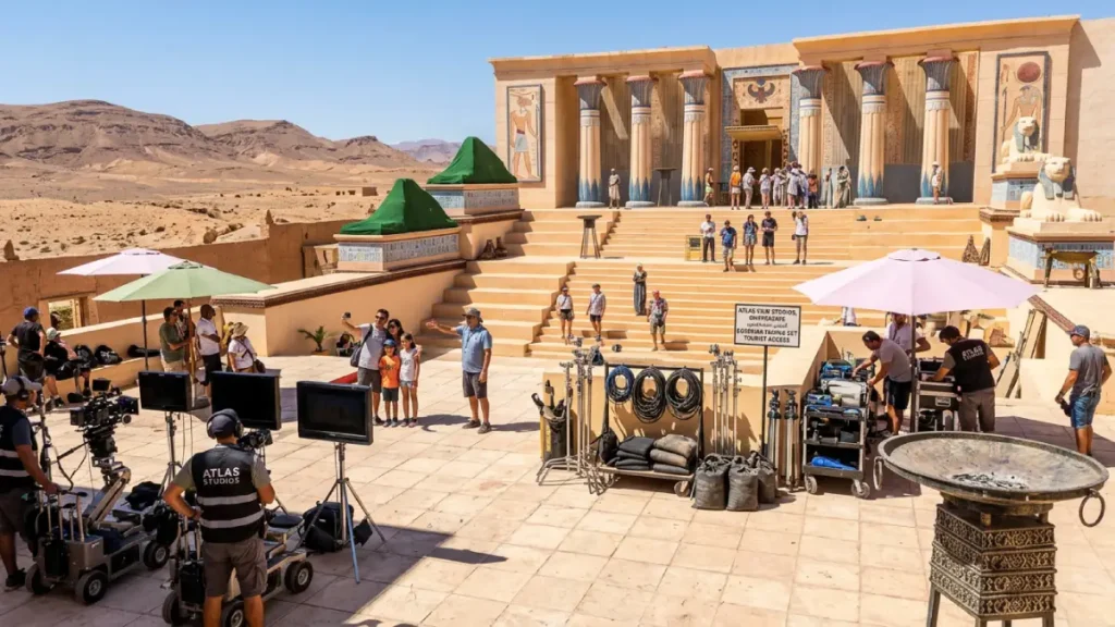 Atlas Film Studios in Ouarzazate Morocco near Ait Ben Haddou with movie set structures
