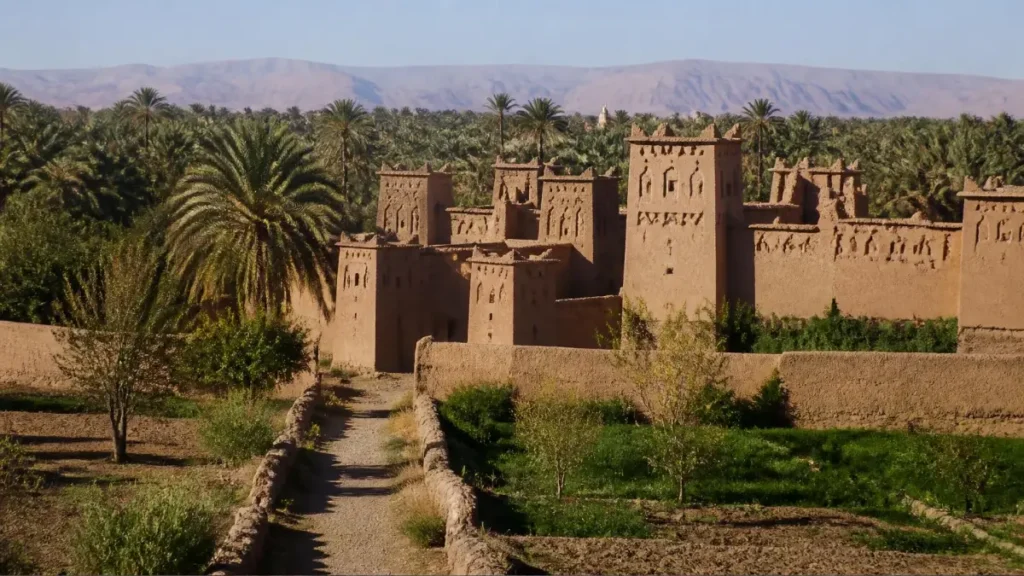 Kasbah Amridil surrounded by palm trees in the Skoura oasis