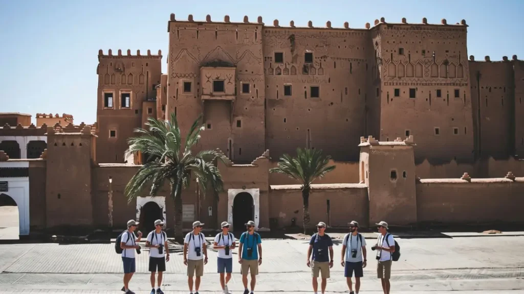 Historic Kasbah Taourirt with earthen towers in central Ouarzazate