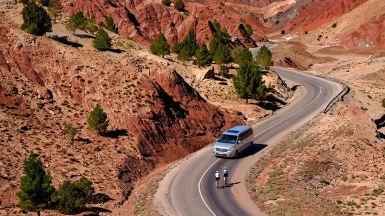 Scenic mountain road from Marrakech to Ouarzazate through the High Atlas