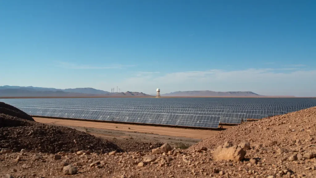 Noor Solar Energy Complex viewed from outside Ouarzazate
