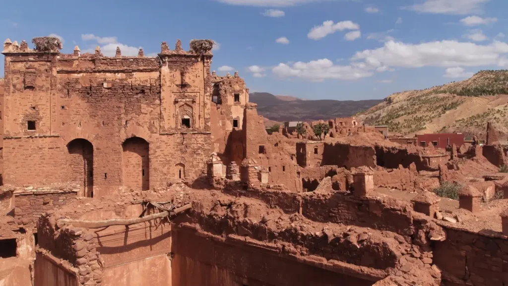 Exterior walls of Telouet Kasbah, the historic Glaoui palace in Morocco