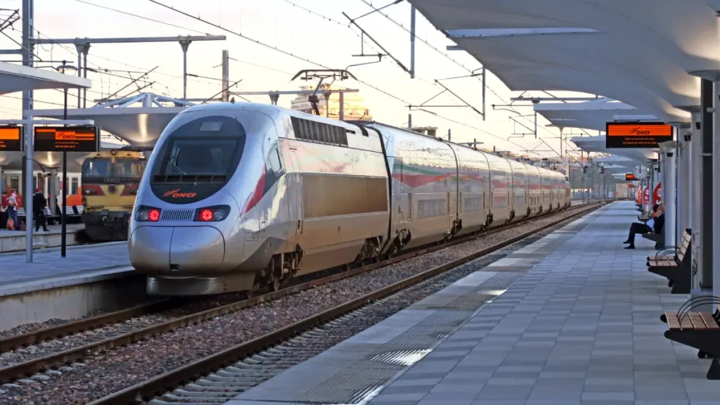 Al Boraq train at Tangier-Ville during a Marrakech to Chefchaouen journey