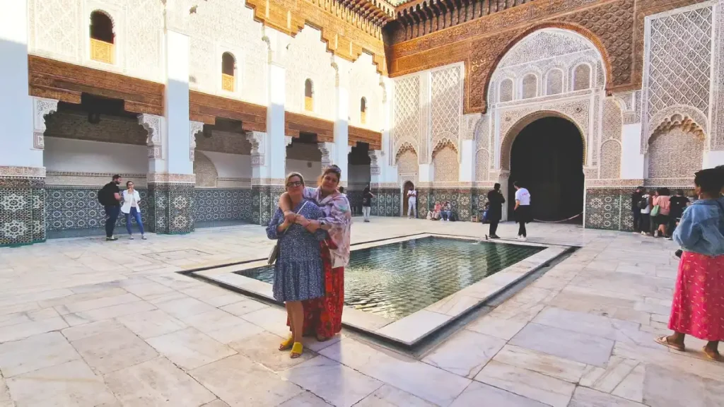 Historic courtyard inside Ben Youssef Madrasa in Marrakech