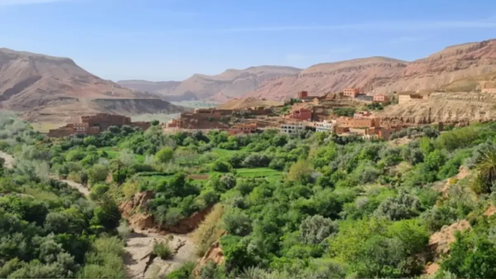 Green Dades Valley with villages and mountains in southern Morocco