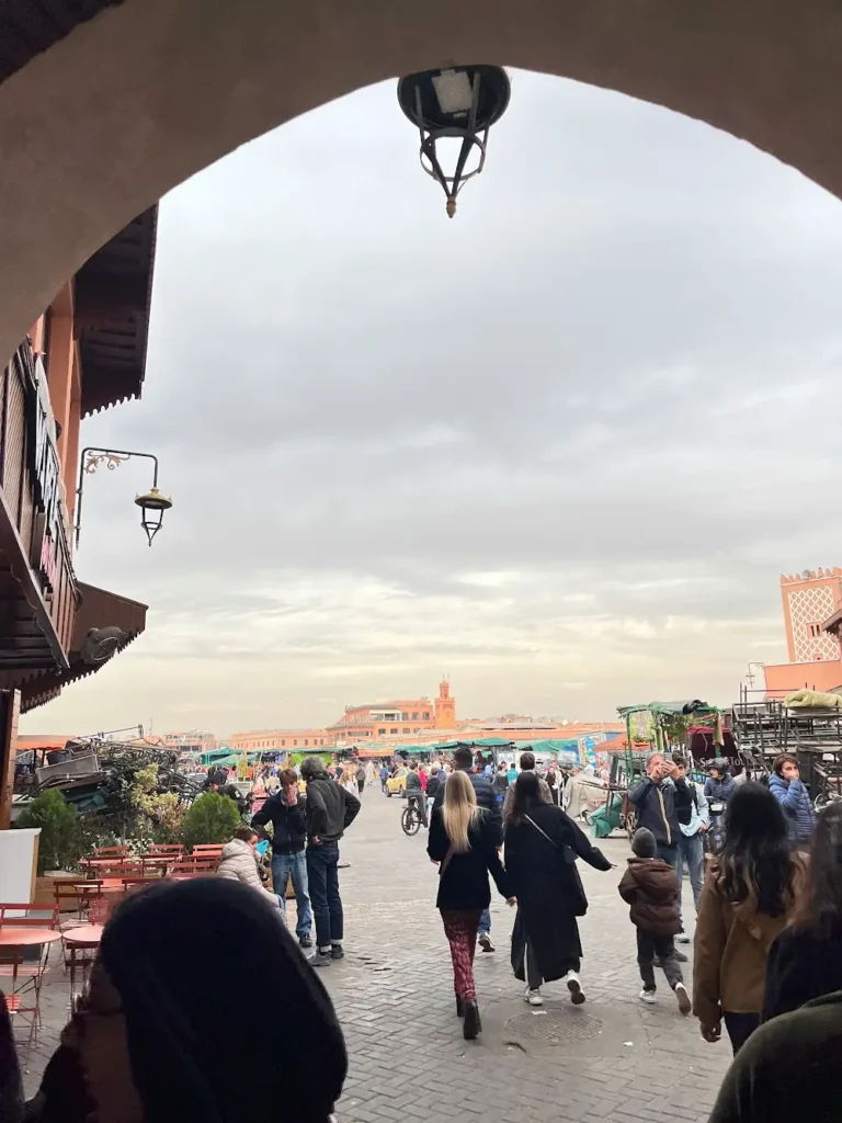 People entering Jemaa el-Fna from the Marrakech souks