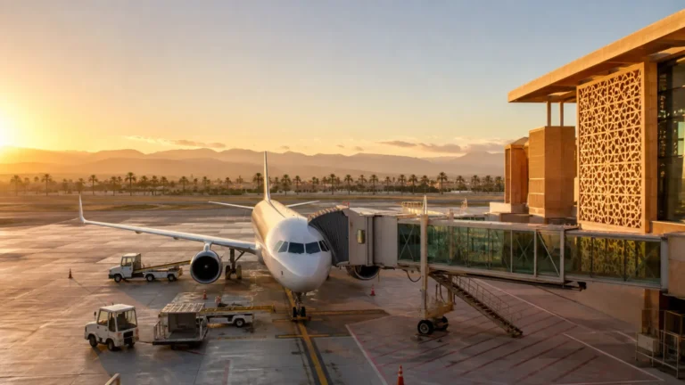 Passenger aircraft at one of the major airports in Morocco