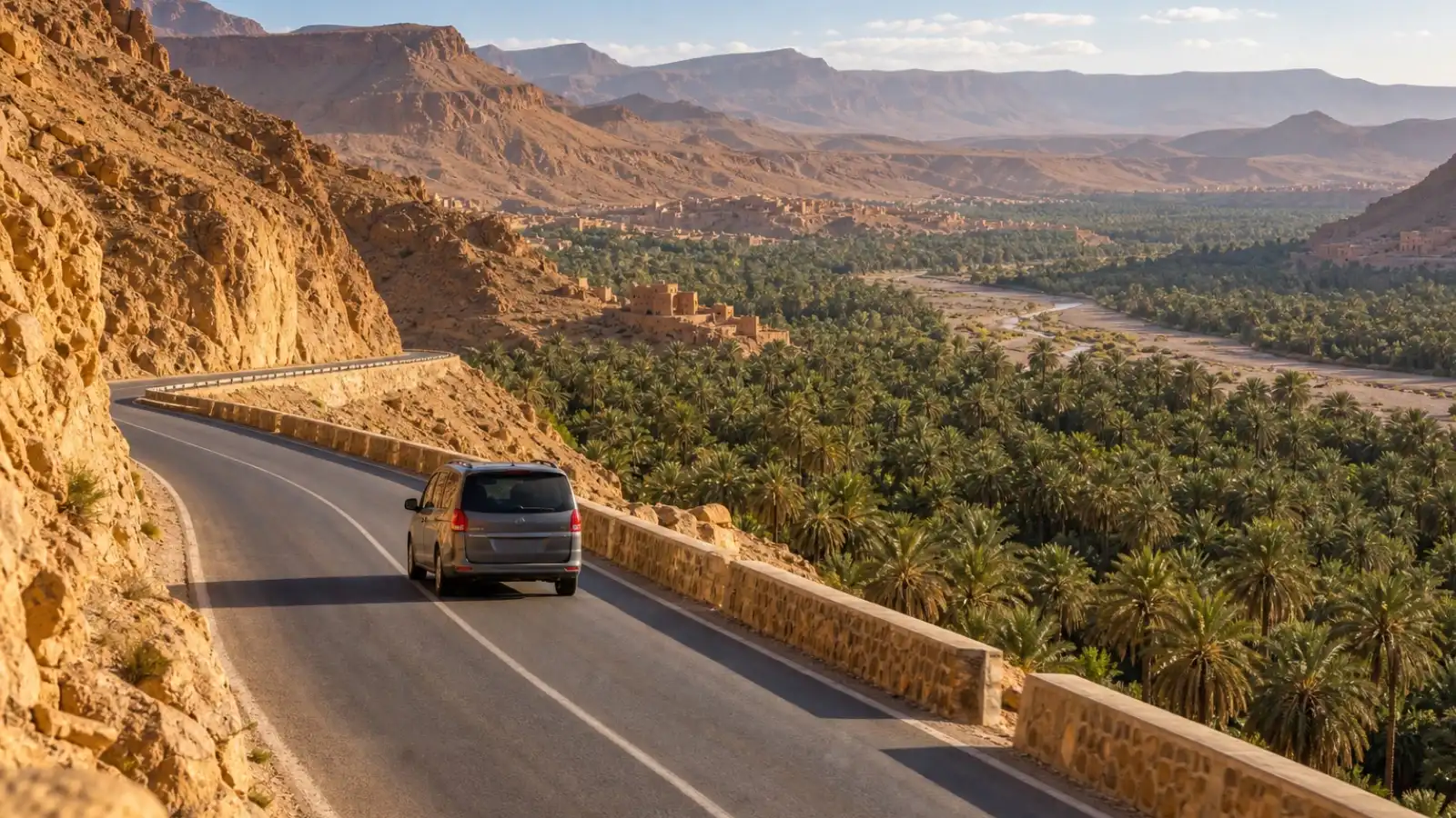 Road through the Ziz Valley on the journey from Fes to Merzouga