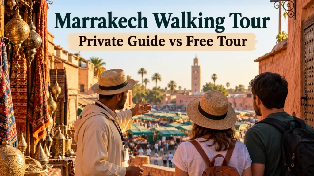 Marrakech walking tour with a private local guide and visitors overlooking the Medina