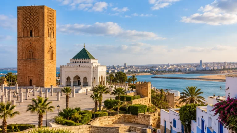 Hassan Tower and historic landmarks in Rabat Morocco