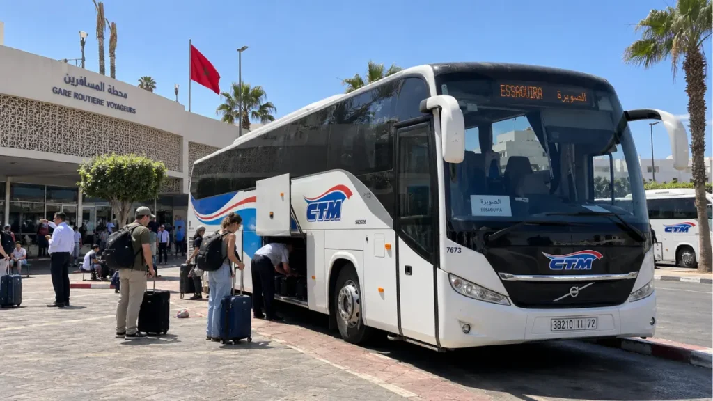 CTM bus at Agadir bus station for the journey from Agadir to Essaouira
