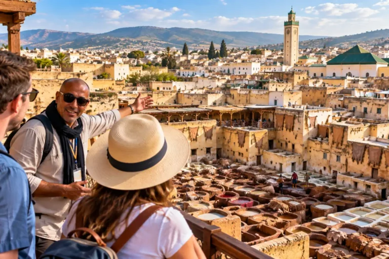 Best Fes tours with licensed guide overlooking Chouara Tannery and the historic Fes Medina