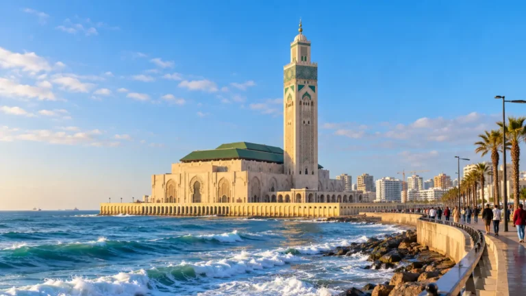 Casablanca day tours featuring Hassan II Mosque on the Atlantic coast