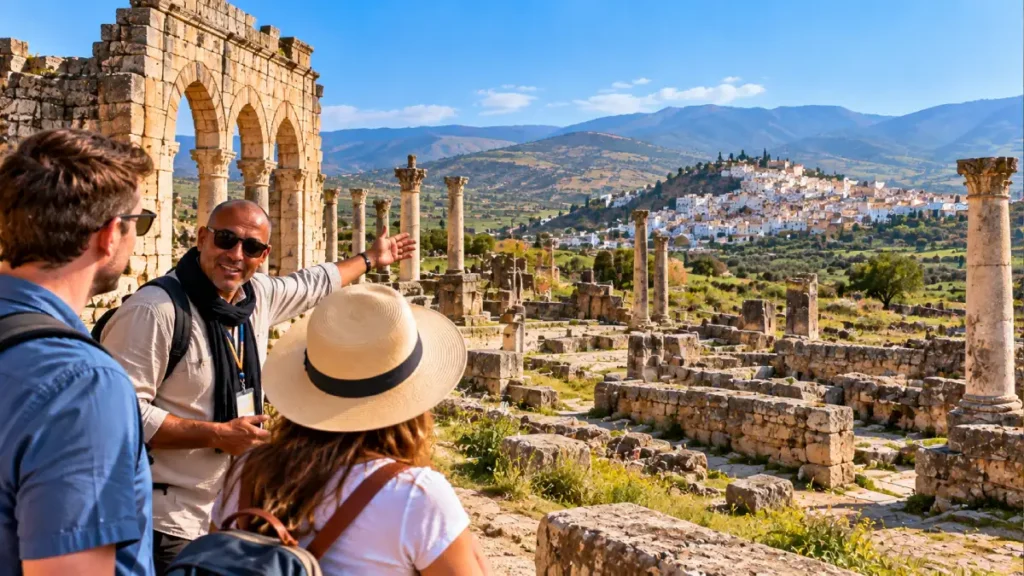 Fes day trip to Volubilis with Roman ruins and Moulay Idriss in northern Morocco
